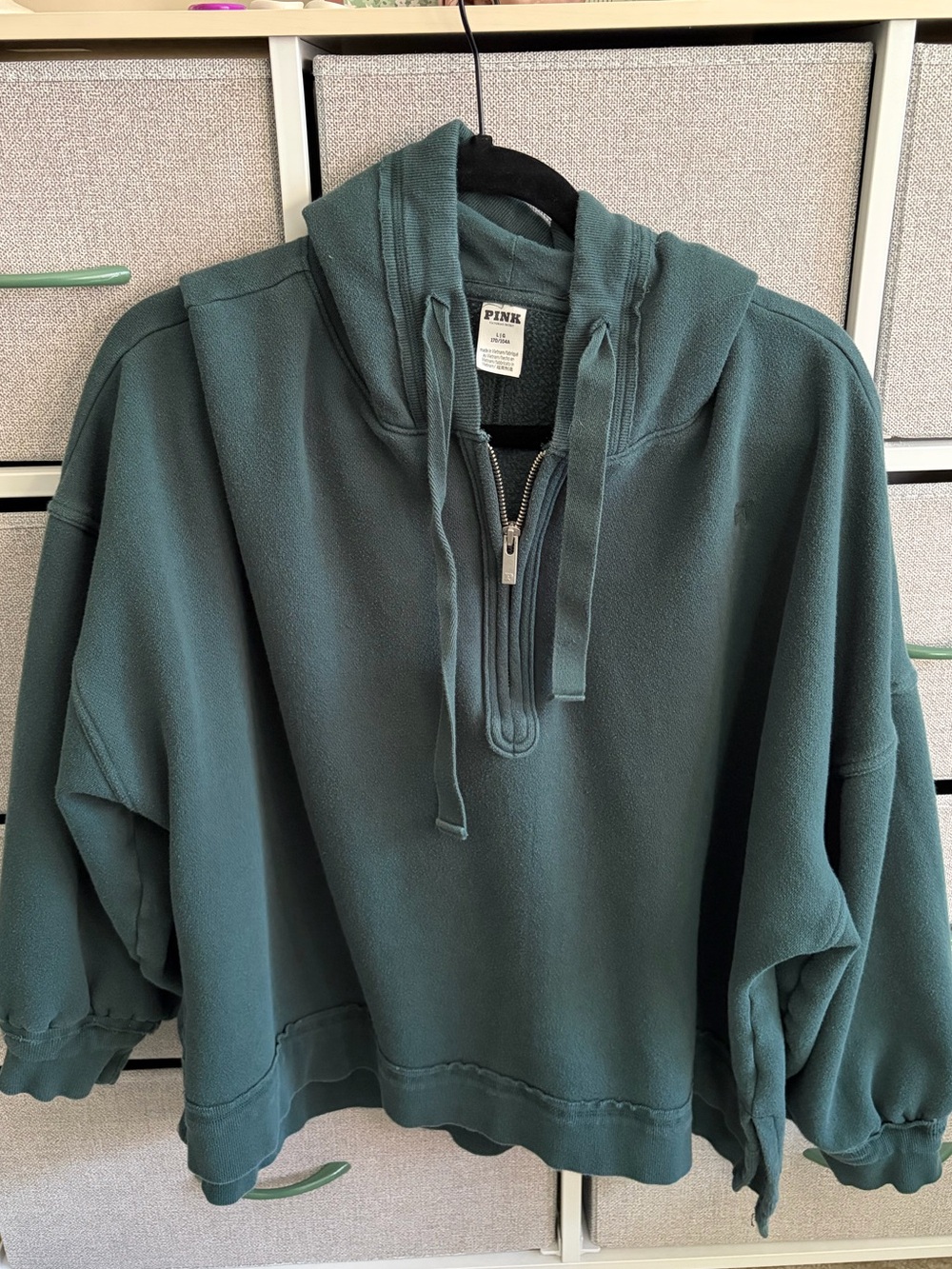 VS PINK Green 3/4 Zip Hoodie